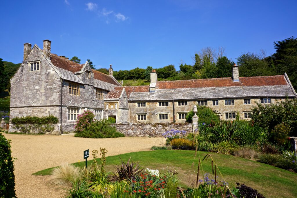 Mottistone Manor viewed from its gardens on the Isle of Wight.