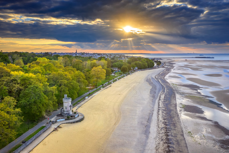 Evening light over Appley Beach in Ryde.