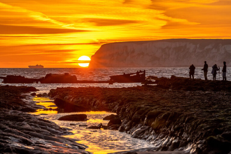 Sunset over Compton Bay on the Isle of Wight.