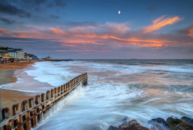 Ventnor Beach at sunset on the Isle of Wight.